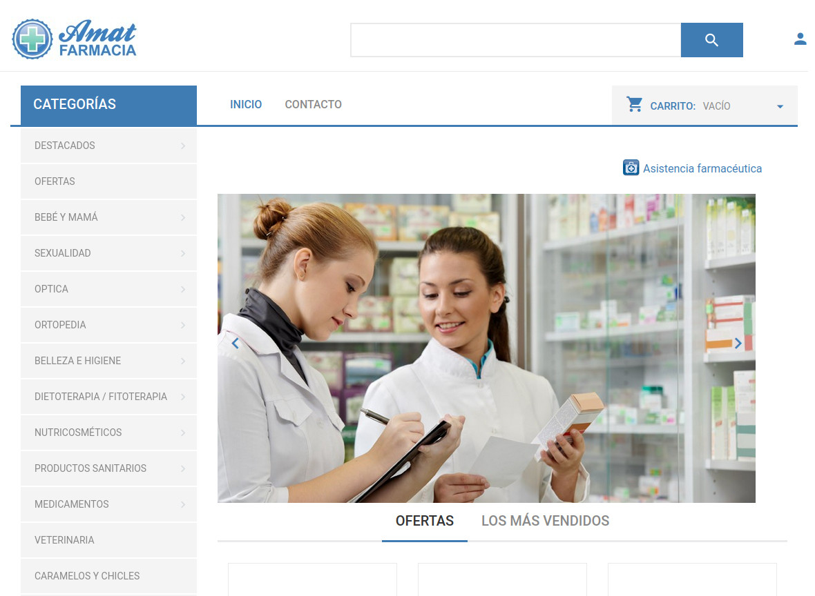 Imagen web comercio electrónico de Farmacia Amat